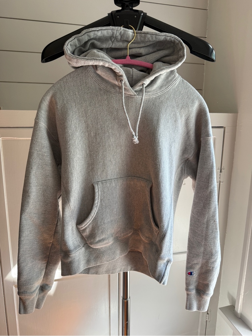Champion Light Gray Pullover Hoodie with Kangaroo Pocket